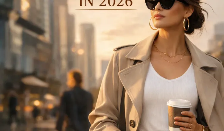 Stylish woman in beige trench coat building a signature fashion style in 2026 urban outfit inspiration