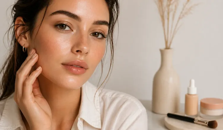 minimal makeup 2026 natural beauty glowing skin woman soft light fresh look